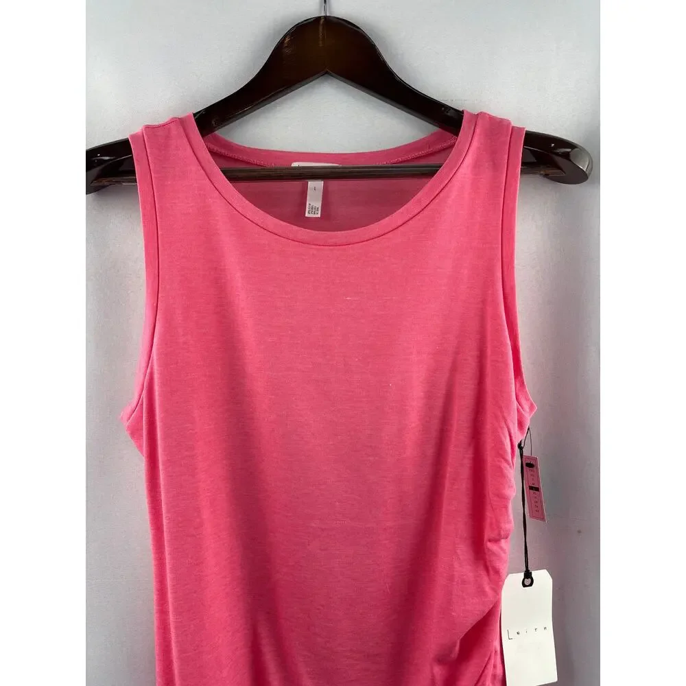 Women’s Leith Large Bright Pink Ruched Midi Bodycon Dress